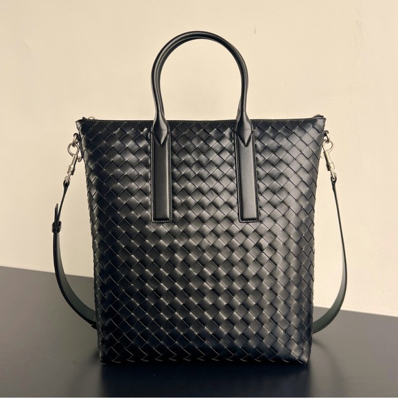 Bottega Veneta Briefcase Black Leather Trimmed Canvas Bag - Picture 1 of 8